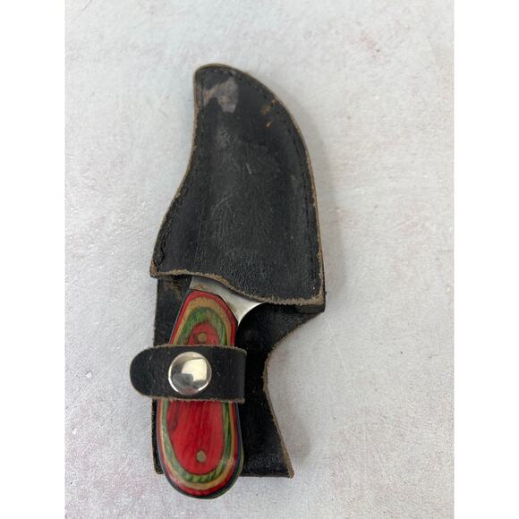 Pakistan Short Blade/ Plain Edge/ Multi Colored Wood Handle/ Self-Defense - Picture 10 of 12